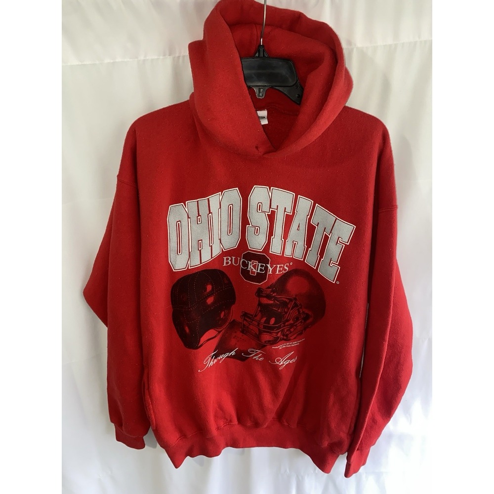 Vintage 90s Ohio State‎ Buckeyes Football Hoodie Hooded Sweatshirt XL Made USA
